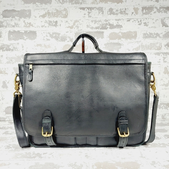 Coach Black Leather Crossbody Laptop Briefcase 0564 - Picture 1 of 14